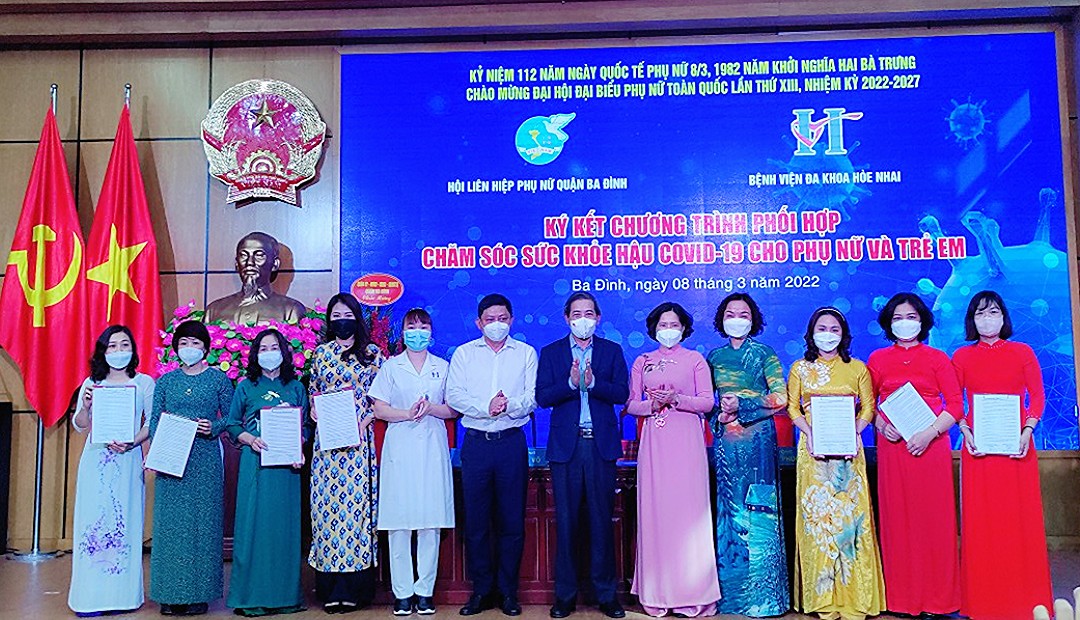 Ký kết phối hợp chăm sóc sức khỏe cho phụ nữ và trẻ em mắc Covid-19 của quận Ba Đình